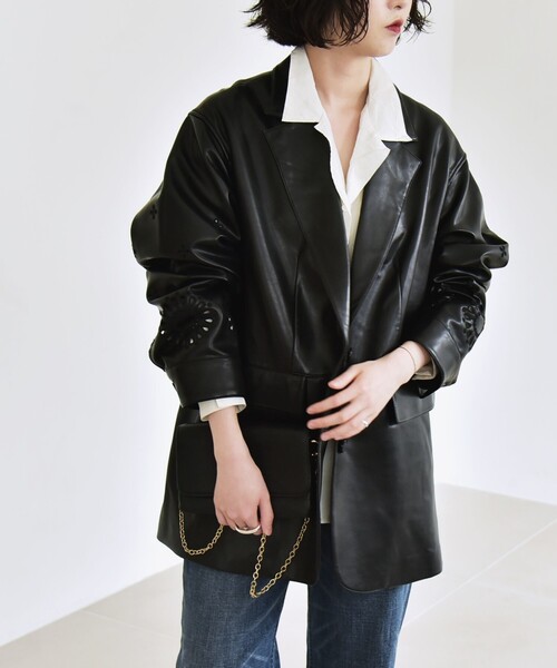 セール】quaranciel: フラワー 刺繍 テーラード ジャケット