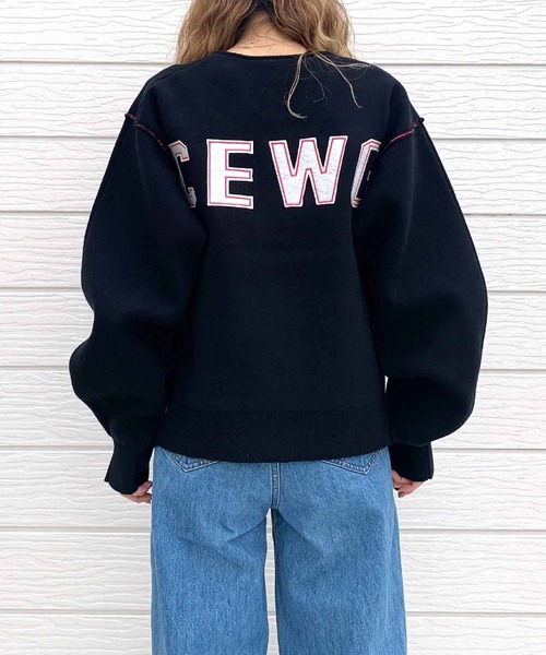 Q（キュー）の「フェルト刺繍ニットブルゾン（ブルゾン・レディース・ホワイト/ブラック・MEDIUM）」の5枚目の写真