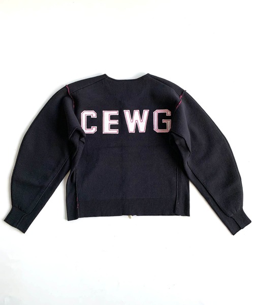 Q（キュー）の「フェルト刺繍ニットブルゾン（ブルゾン・レディース・ホワイト/ブラック・MEDIUM）」の6枚目の写真