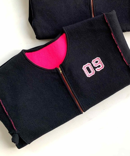 Q（キュー）の「フェルト刺繍ニットブルゾン（ブルゾン・レディース・ホワイト/ブラック・MEDIUM）」の12枚目の写真