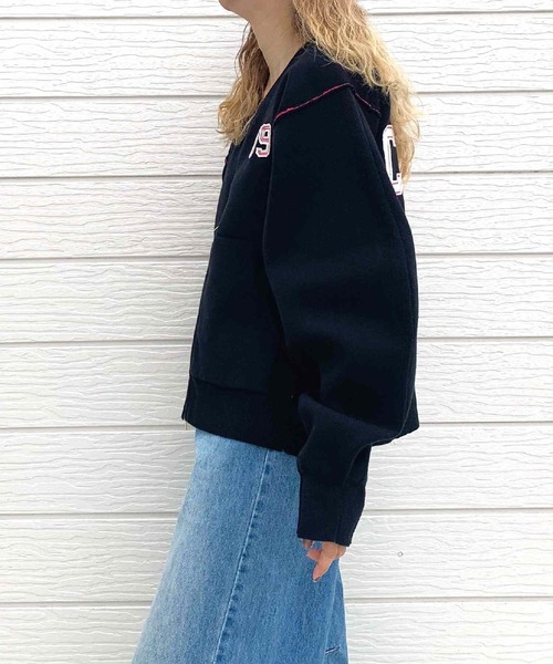 Q（キュー）の「フェルト刺繍ニットブルゾン（ブルゾン・レディース・ホワイト/ブラック・MEDIUM）」の21枚目の写真