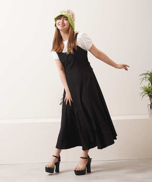 1111clothing(ワンフォークロージング)の「レースアップ ワンピース / Racing-up dress(ワンピース・レディース・ブルー/ブラック/ライトグレー/ライトカーキ・M)」の7枚目の写真