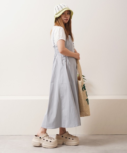 1111clothing(ワンフォークロージング)の「レースアップ ワンピース / Racing-up dress(ワンピース・レディース・ブルー/ブラック/ライトグレー/ライトカーキ・M)」の18枚目の写真
