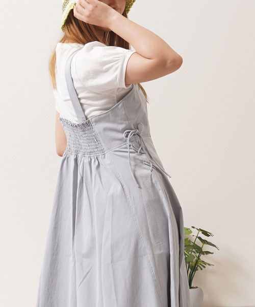 1111clothing(ワンフォークロージング)の「レースアップ ワンピース / Racing-up dress(ワンピース・レディース・ブルー/ブラック/ライトグレー/ライトカーキ・M)」の19枚目の写真