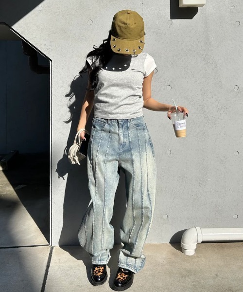 HTH（エイチティーエイチ）の「Switching Tee（Tシャツ/カットソー・レディース・グレー/ベージュ/レッド/ピンク・フリー）」の7枚目の写真