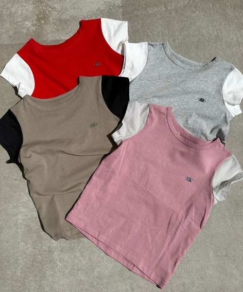 HTH（エイチティーエイチ）の「Switching Tee（Tシャツ/カットソー・レディース・グレー/ベージュ/レッド/ピンク・フリー）」の5枚目の写真