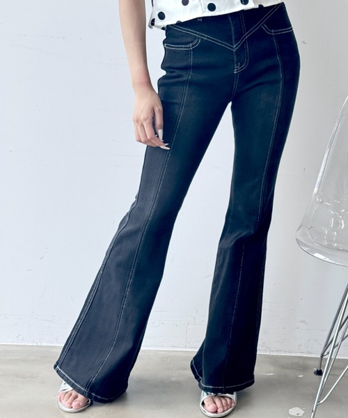 00s Y2K semantic design ブーツカット デニムパンツ 加工 00s Y2K semantic design ブーツカット デニムパンツ 加工