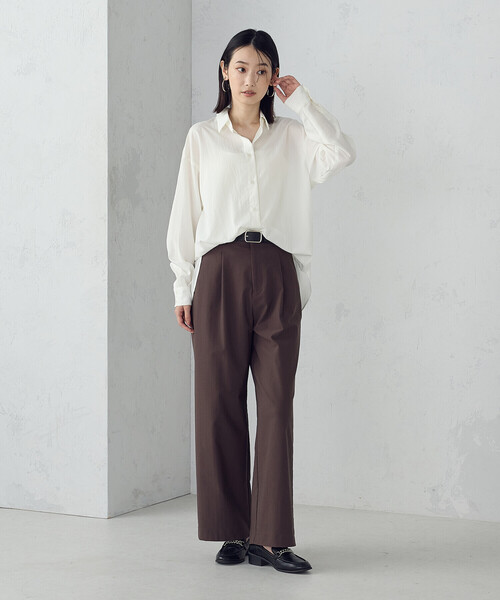 COMME CA ISM(コムサイズム)の「ニュアンス ロングシャツ(シャツ/ブラウス・レディース・ダークブラウン/ホワイト・LARGE/MEDIUM)」の5枚目の写真