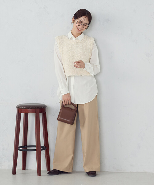 COMME CA ISM(コムサイズム)の「ニュアンス ロングシャツ(シャツ/ブラウス・レディース・ダークブラウン/ホワイト・LARGE/MEDIUM)」の10枚目の写真