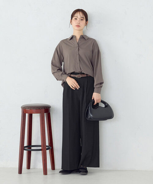 COMME CA ISM(コムサイズム)の「ニュアンス ロングシャツ(シャツ/ブラウス・レディース・ダークブラウン/ホワイト・LARGE/MEDIUM)」の14枚目の写真