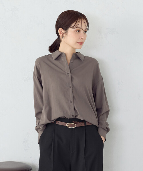 COMME CA ISM(コムサイズム)の「ニュアンス ロングシャツ(シャツ/ブラウス・レディース・ダークブラウン/ホワイト・LARGE/MEDIUM)」の15枚目の写真