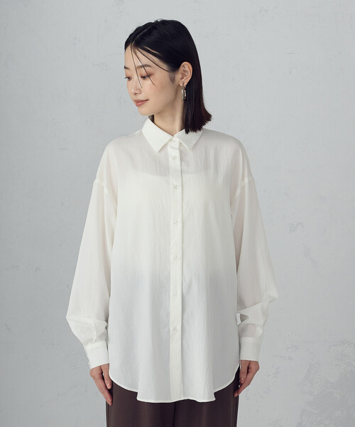 COMME CA ISM(コムサイズム)の「ニュアンス ロングシャツ(シャツ/ブラウス・レディース・ダークブラウン/ホワイト・LARGE/MEDIUM)」の16枚目の写真