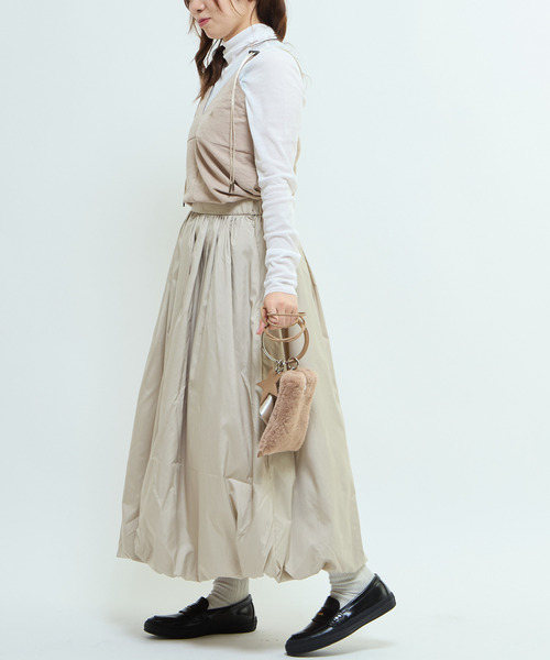 CONVERSE TOKYO（コンバーストウキョウ）の「BALLOON SILHOUETTE SKIRT（スカート・レディース・ベージュ/ブラック・FREE）」の7枚目の写真