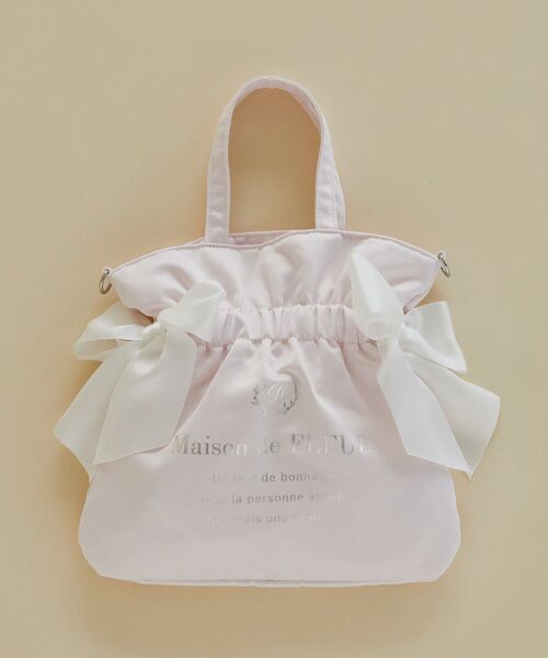 Maison de FLEUR（メゾンドフルール）の「ダブルリボン2Wayトートバッグ（トートバッグ・レディース・ライトブルー/ライトピンク/ブラック/ピンク・FREE）」の4枚目の写真