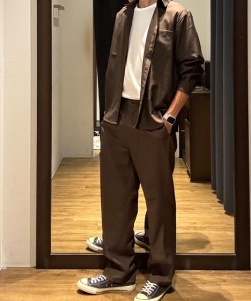 AZUL by moussy(アズールバイマウジー)の「C/Tベーシックエッセンシャルトラウザー(スラックス・メンズ・チャコールグレー/ダークブラウン・LARGE/MEDIUM)」の5枚目の写真