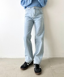 LOVALOT（ラバロット）の「フェイクレイヤードハイウエストデニムパンツ（デニムパンツ）」