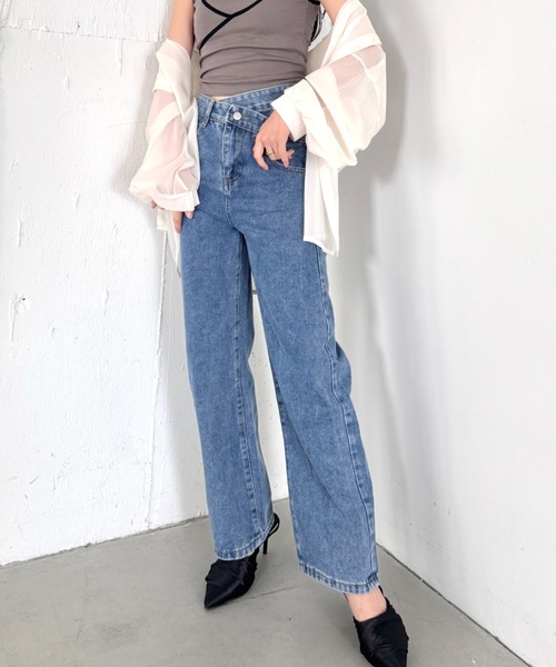 LOVALOT（ラバロット）の「フェイクレイヤードハイウエストデニムパンツ（デニムパンツ・レディース・ブルー/ライトブルー/ブラック/ダークブルー・M/L）」の22枚目の写真