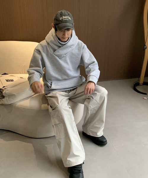 ARCADE（アーケード）の「春冬服 変形ボリュームハイネック 裏起毛 オーバーサイズ プルオーバー パーカー -ARCADE Limited Line-（パーカー・メンズ・チャコールグレー/ブラック/グレー・XL/L/M）」の8枚目の写真