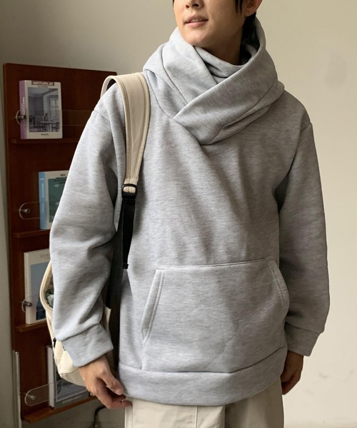 ARCADE（アーケード）の「春冬服 変形ボリュームハイネック 裏起毛 オーバーサイズ プルオーバー パーカー -ARCADE Limited Line-（パーカー・メンズ・チャコールグレー/ブラック/グレー・XL/L/M）」の12枚目の写真