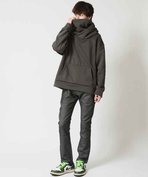 ARCADE（アーケード）の「春冬服 変形ボリュームハイネック 裏起毛 オーバーサイズ プルオーバー パーカー -ARCADE Limited Line-（パーカー・メンズ・チャコールグレー/ブラック/グレー・XL/L/M）」の18枚目の写真