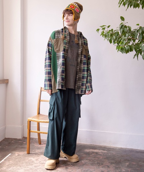 チャイハネ（チャイハネ）の「【チャイハネ】チェックパッチワークMEN'Sシャツ（シャツ/ブラウス・メンズ・ブルー/グリーン/レッド・FREE）」の7枚目の写真