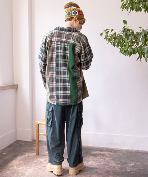 チャイハネ（チャイハネ）の「【チャイハネ】チェックパッチワークMEN'Sシャツ（シャツ/ブラウス・メンズ・ブルー/グリーン/レッド・FREE）」の8枚目の写真
