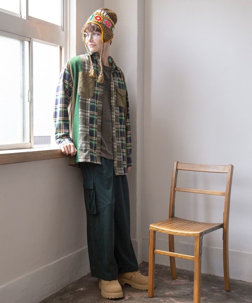 チャイハネ（チャイハネ）の「【チャイハネ】チェックパッチワークMEN'Sシャツ（シャツ/ブラウス・メンズ・ブルー/グリーン/レッド・FREE）」の10枚目の写真