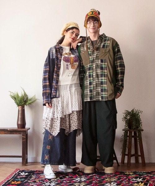 チャイハネ（チャイハネ）の「【チャイハネ】チェックパッチワークMEN'Sシャツ（シャツ/ブラウス・メンズ・ブルー/グリーン/レッド・FREE）」の11枚目の写真