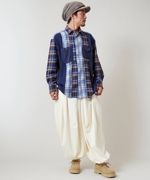 チャイハネ（チャイハネ）の「【チャイハネ】チェックパッチワークMEN'Sシャツ（シャツ/ブラウス・メンズ・ブルー/グリーン/レッド・FREE）」の12枚目の写真