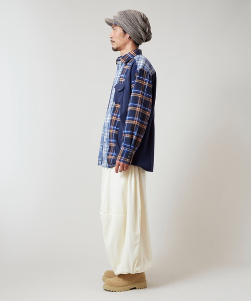 チャイハネ（チャイハネ）の「【チャイハネ】チェックパッチワークMEN'Sシャツ（シャツ/ブラウス・メンズ・ブルー/グリーン/レッド・FREE）」の13枚目の写真