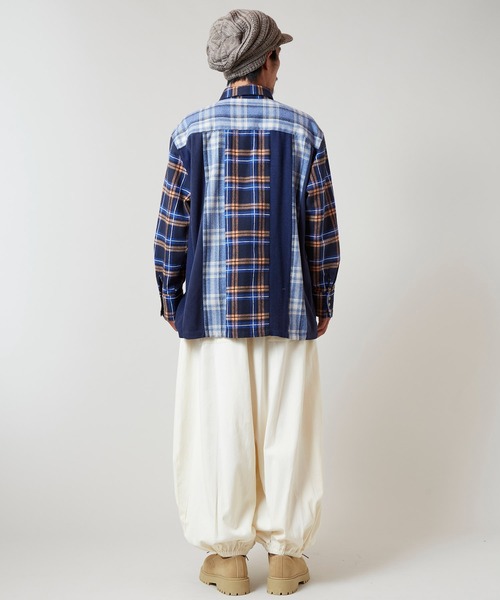 チャイハネ（チャイハネ）の「【チャイハネ】チェックパッチワークMEN'Sシャツ（シャツ/ブラウス・メンズ・ブルー/グリーン/レッド・FREE）」の14枚目の写真