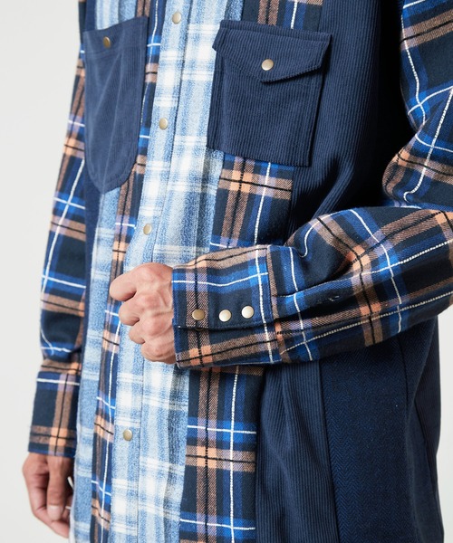 チャイハネ（チャイハネ）の「【チャイハネ】チェックパッチワークMEN'Sシャツ（シャツ/ブラウス・メンズ・ブルー/グリーン/レッド・FREE）」の16枚目の写真