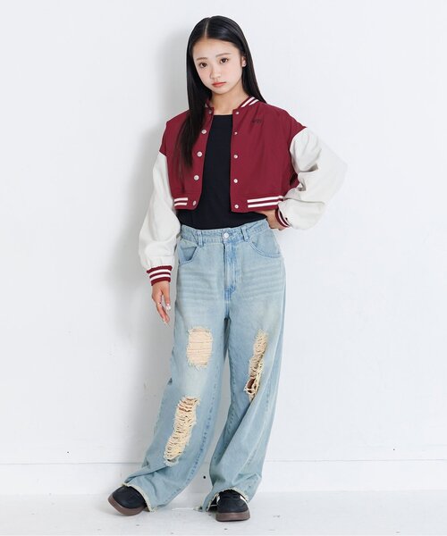 algy(アルジー)の「クロップドスタジャン(スタジャン・キッズ・ベージュ/ブラック/エンジ・SMALL/MEDIUM/X-SMALL/XX-SMALL)」の6枚目の写真