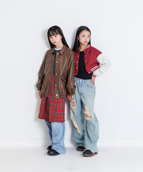 algy(アルジー)の「クロップドスタジャン(スタジャン・キッズ・ベージュ/ブラック/エンジ・SMALL/MEDIUM/X-SMALL/XX-SMALL)」の8枚目の写真