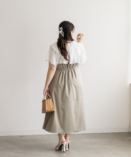 CLETTE(クレット)の「CLETTEオリジナルフリルドッキングワンピース(ワンピース・レディース・ベージュ/グレー/ブラック・4L/3L/LL)」の5枚目の写真