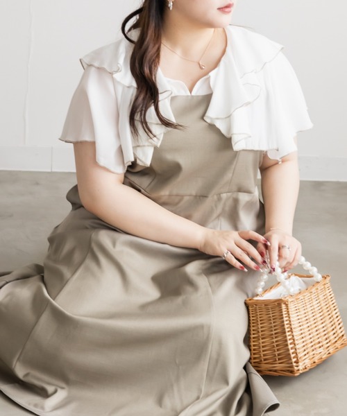 CLETTE(クレット)の「CLETTEオリジナルフリルドッキングワンピース(ワンピース・レディース・ベージュ/グレー/ブラック・4L/3L/LL)」の6枚目の写真