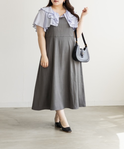 CLETTE(クレット)の「CLETTEオリジナルフリルドッキングワンピース(ワンピース・レディース・ベージュ/グレー/ブラック・4L/3L/LL)」の20枚目の写真