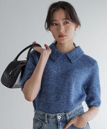 レディースのニット/セーター（ブルー・ネイビー/青色系・半袖