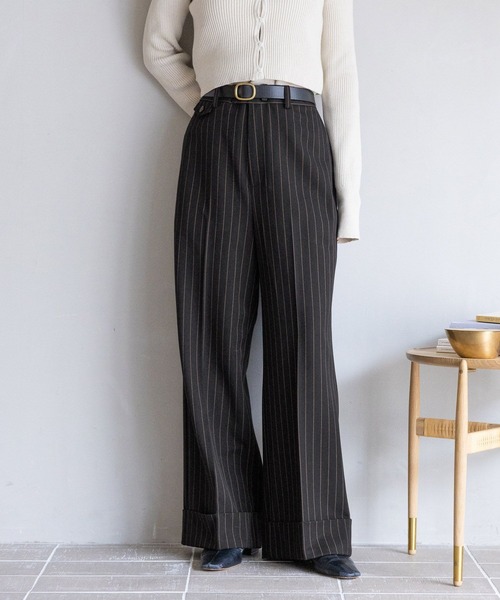 RAGEBLUE（レイジブルー）の「グランパロールアップデザインスラックス/セットアップ対応（スラックス・レディース・ブラウン系/ブラック系/ダークブラウン・FREE）」の2枚目の写真