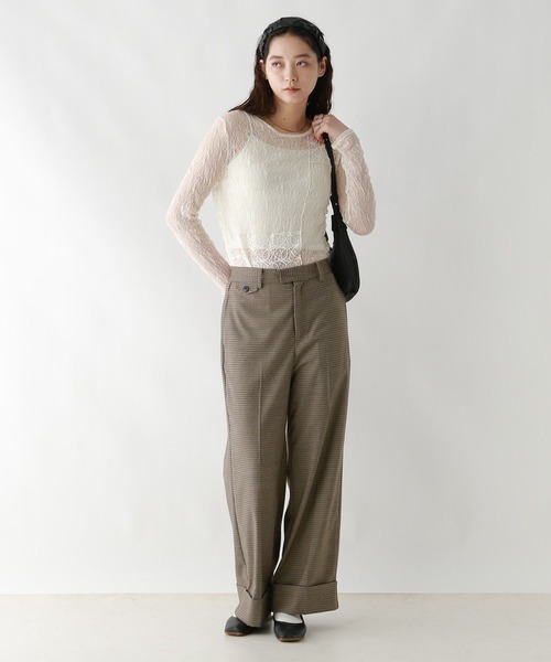 RAGEBLUE（レイジブルー）の「グランパロールアップデザインスラックス/セットアップ対応（スラックス・レディース・ブラウン系/ブラック系/ダークブラウン・FREE）」の8枚目の写真