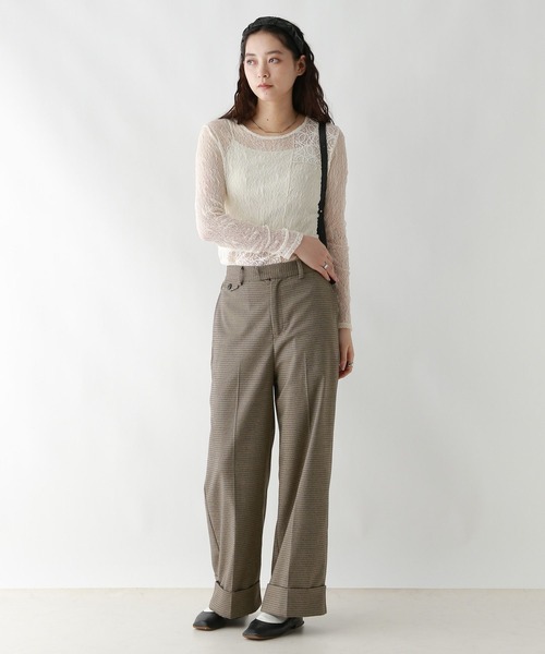 RAGEBLUE（レイジブルー）の「グランパロールアップデザインスラックス/セットアップ対応（スラックス・レディース・ブラウン系/ブラック系/ダークブラウン・FREE）」の9枚目の写真