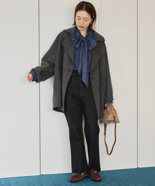 セール】フェザーデニムビッグボウタイシャツ（シャツ/ブラウス