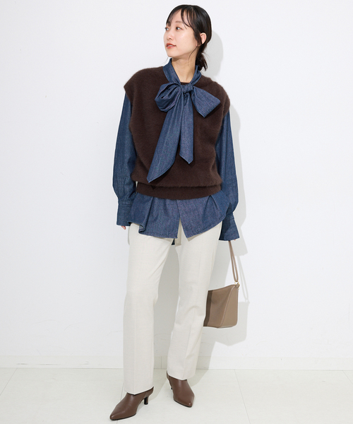 フェザーデニムビッグボウタイシャツ（シャツ/ブラウス）｜SLOBE IENA
