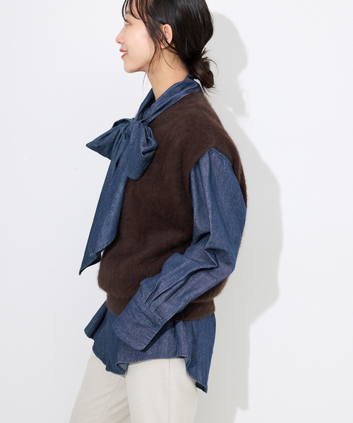 フェザーデニムビッグボウタイシャツ（シャツ/ブラウス）｜SLOBE IENA