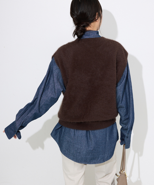SLOBE IENA（スローブイエナ）の「フェザーデニムビッグボウタイシャツ
