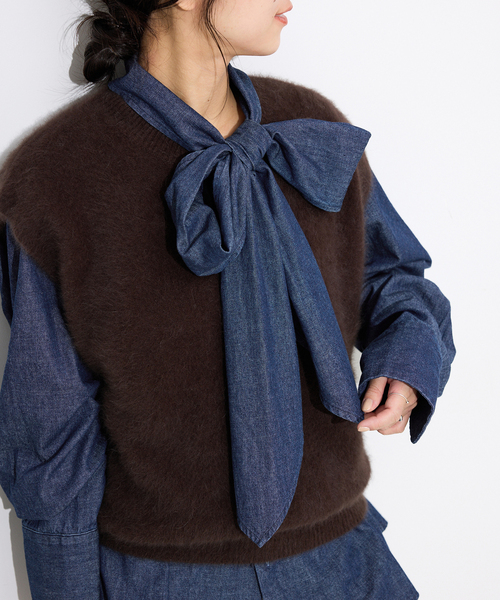 フェザーデニムビッグボウタイシャツ（シャツ/ブラウス）｜SLOBE IENA