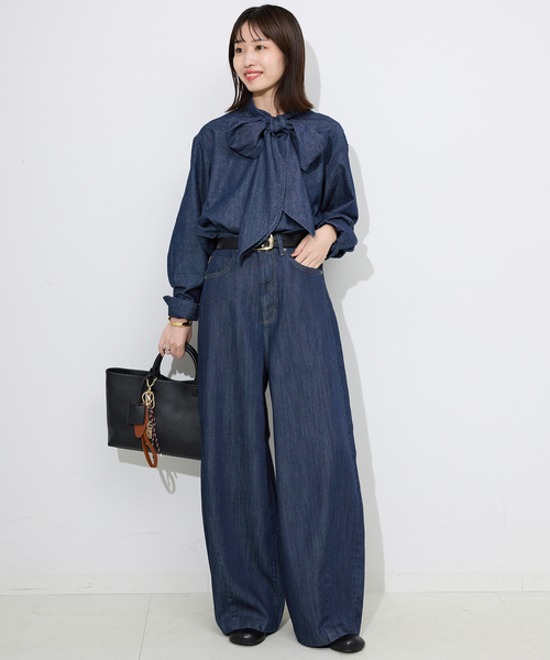 フェザーデニムビッグボウタイシャツ（シャツ/ブラウス）｜SLOBE IENA