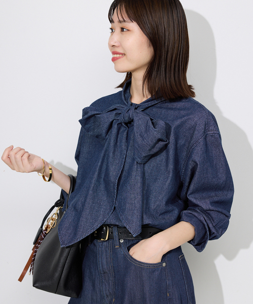 新品 SLOBE IENA スローブイエナ ネイビー ドット ボウタイ ブラウス SLOBE IENA（スローブイエナ）の「ボウタイブラウス（シャツ/ブラウス