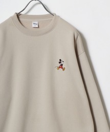 Disney/ディズニー 裏起毛ボア ミッキー ワンポイント刺繍 スウェット レディース メンズ トレーナー