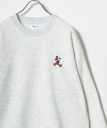 Disney/ディズニー 裏起毛ボア ミッキー ワンポイント刺繍 スウェット レディース メンズ トレーナー